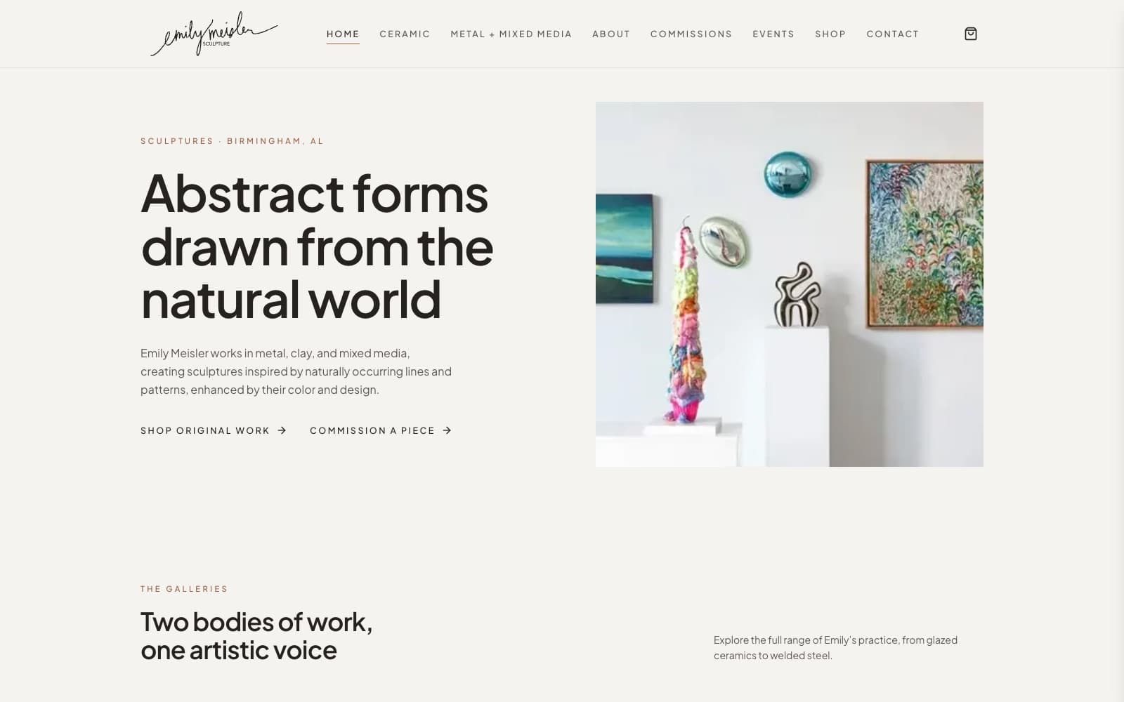 Emily Meisler Sculpture website screenshot