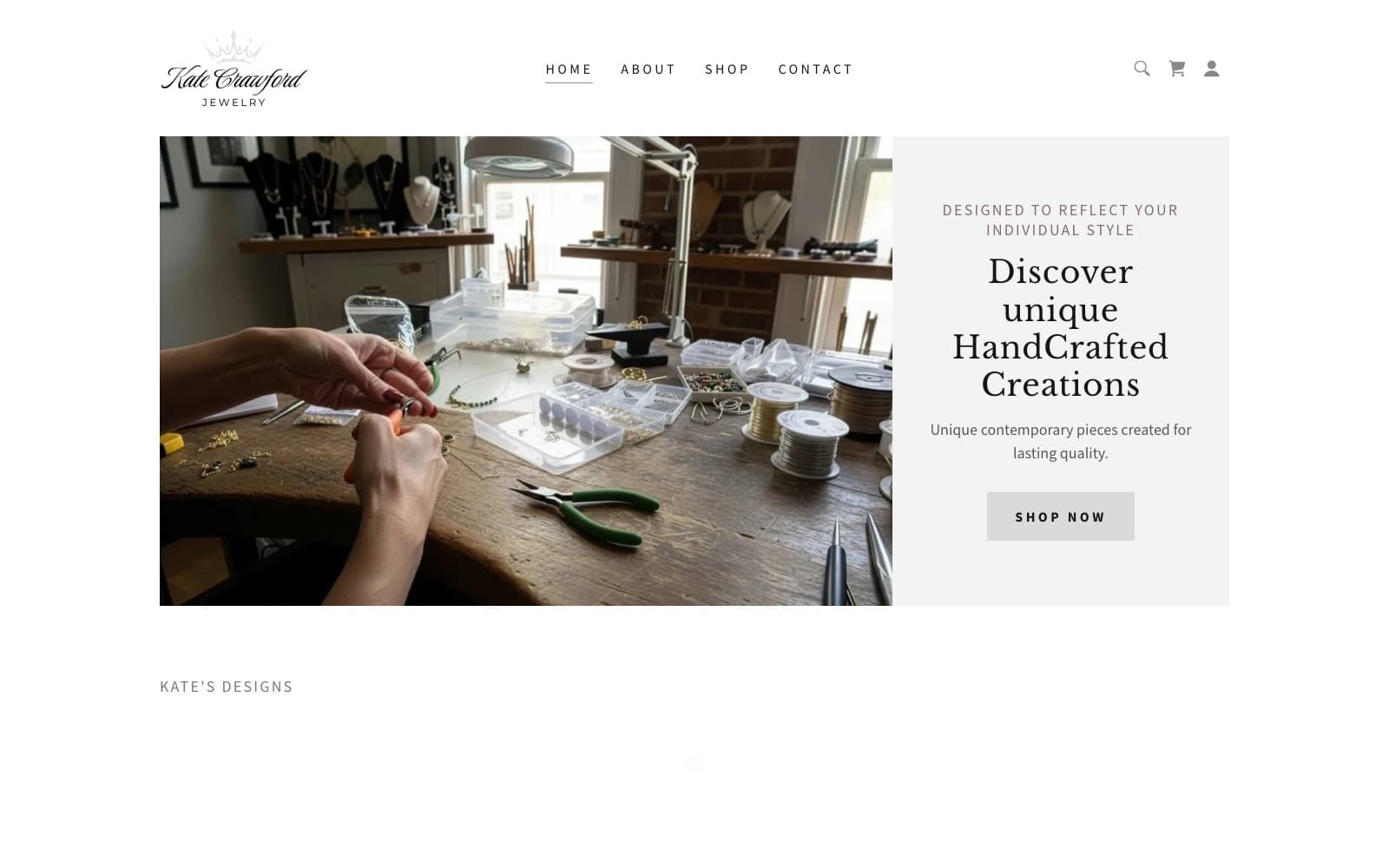 Kate Crawford Jewelry website screenshot